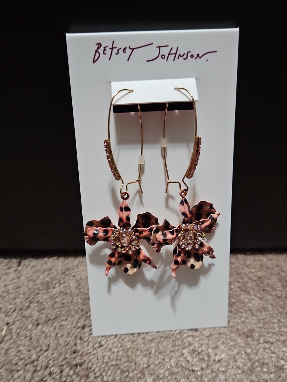 Betsey Johnson - Pink & Black Flower Earrings